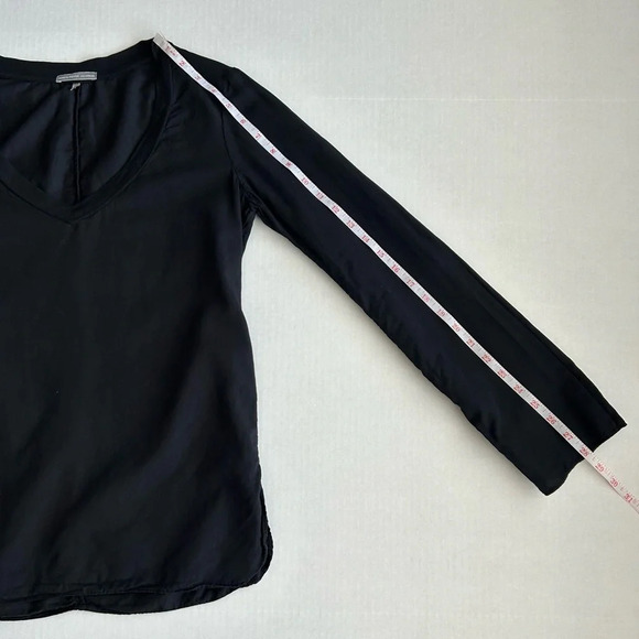 James Perse Women’s Black Cotton V-Neck Long Sleeve Top Size 1 - Picture 7 of 12